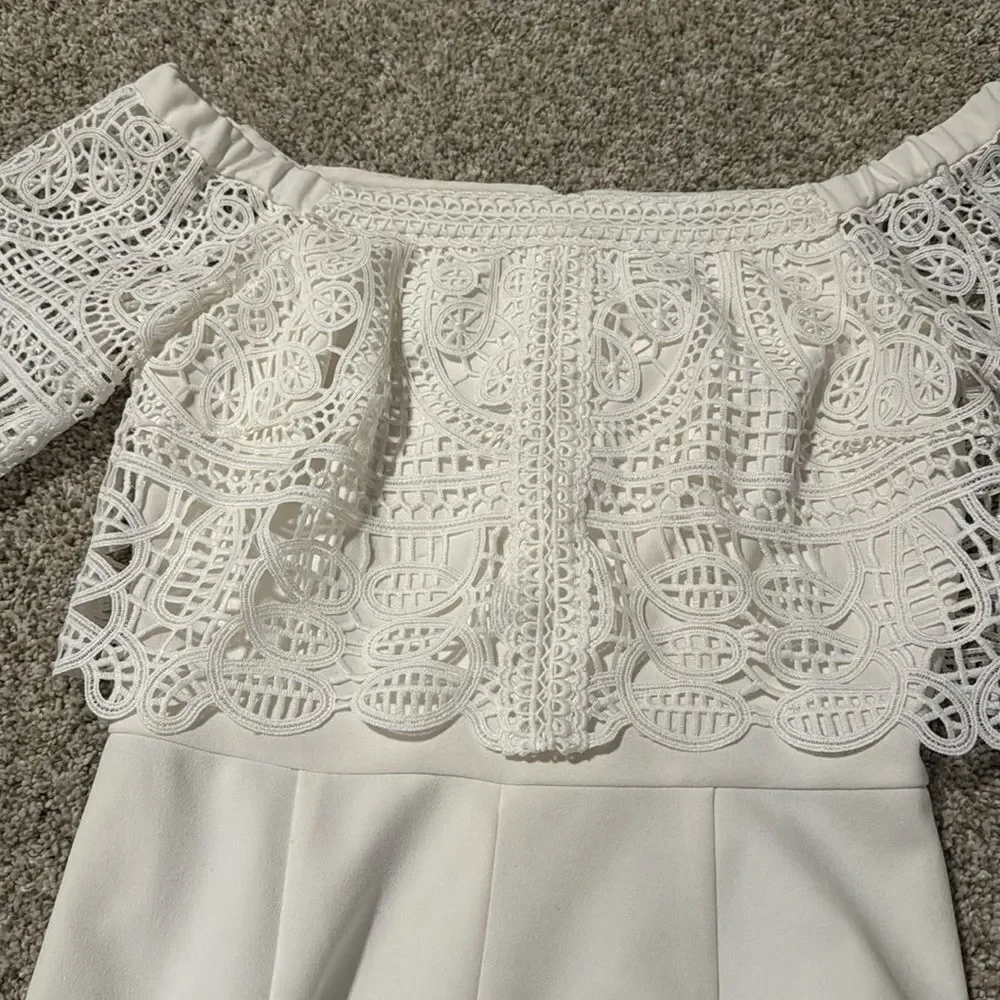 Antonio Melani Wide Leg Lace Jumpsuit | Size 2 | White